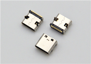 Type-C 16-pin female socket with a 8.35mm length, 1.67mm pitch, board-mounted with four-legged insert, featuring surface mount technology (SMT) and pillar-style terminals